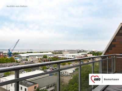 Ausblick vom Balkon | © AWO Bremerhaven Ausblick vom Balkon über die Weser bis zum Hafen | © AWO Bremerhaven